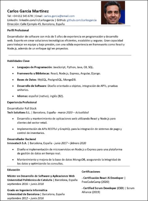 Ejemplo de CV combinado