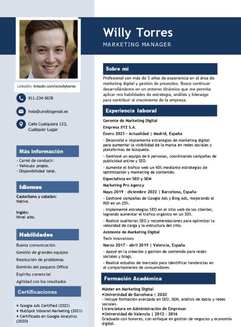 Ejemplo de CV cronológico
