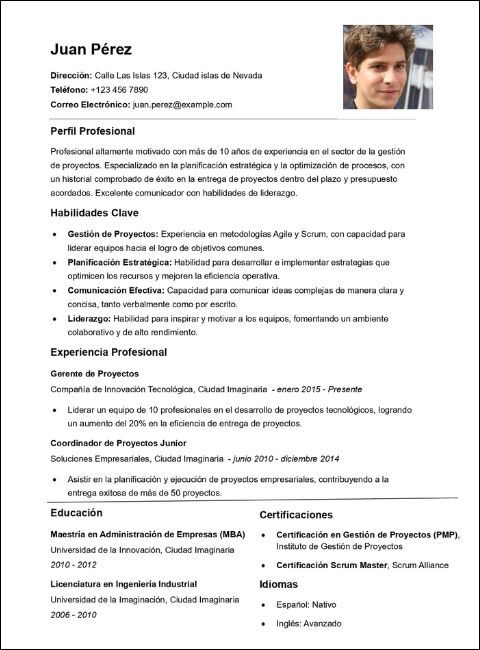 Ejemplo de CV funcional