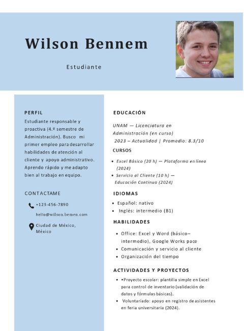 cv basico para estudiante