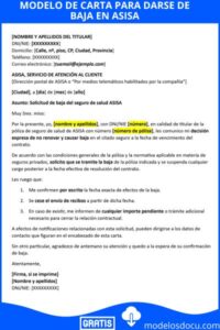 Modelo de carta para darse de baja en ASISA: Guía + consejos