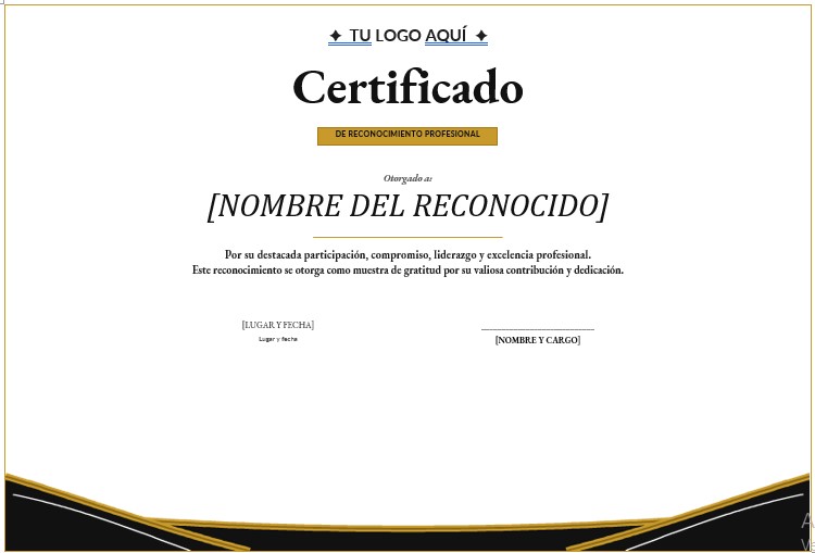 certificado de reconocimiento plantilla