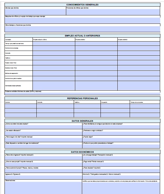 solicitud de empleo pdf
