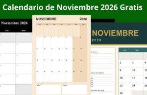Calendario de Noviembre 2026 para Imprimir en JPG, PDF Y Excel