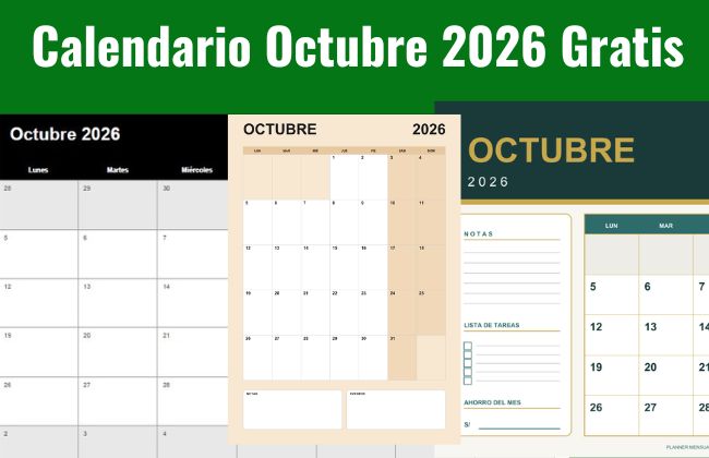 Calendario Octubre 2026 Gratis