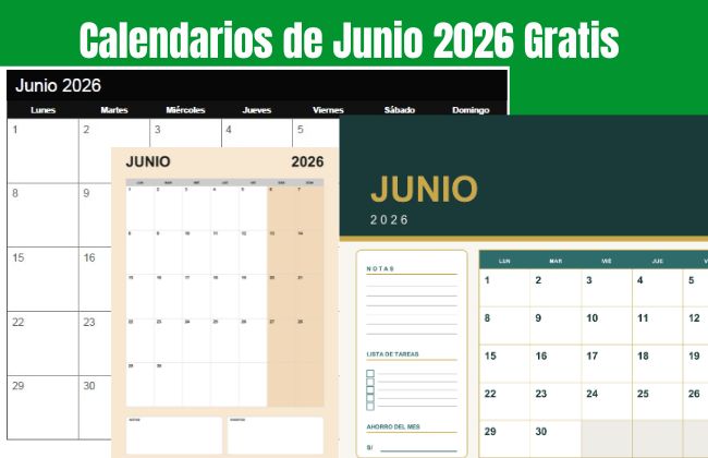 Calendarios de Junio 2026