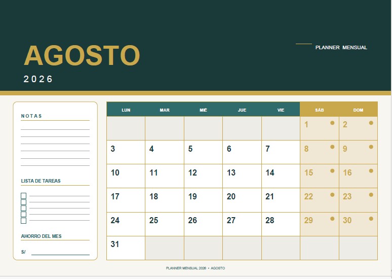 Planner Agosto 2026