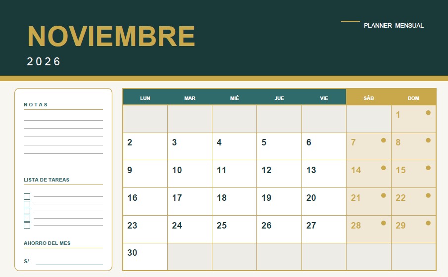 Planner Noviembre 2026