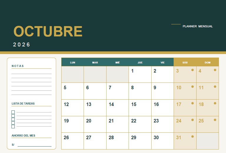Planner Octubre 2026