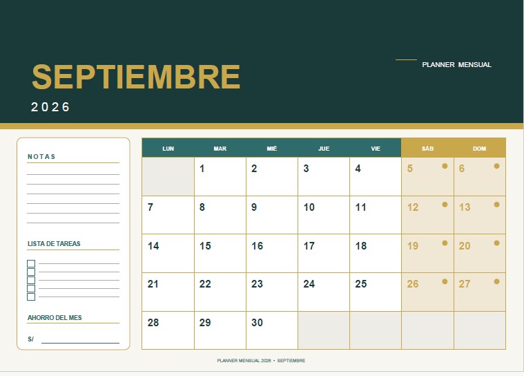 Planner Septiembre 2026