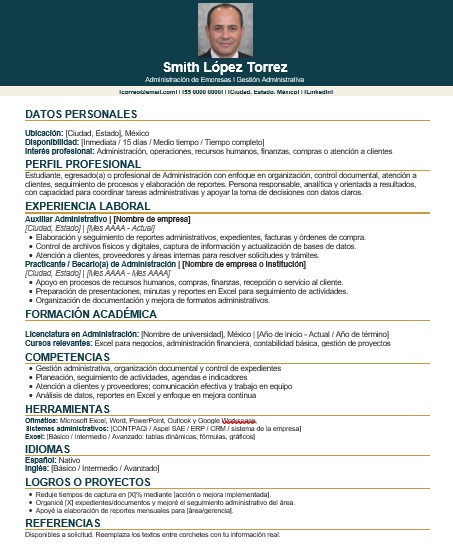 Plantilla CV estilo una columna