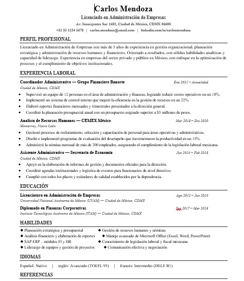 Plantilla CV estlo clasico
