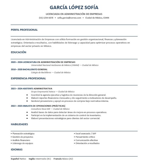 Plantilla CV modelo minimalista