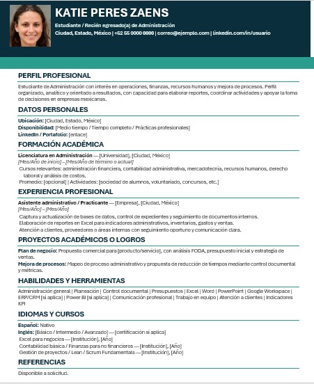 Plantilla CV modelo una columna
