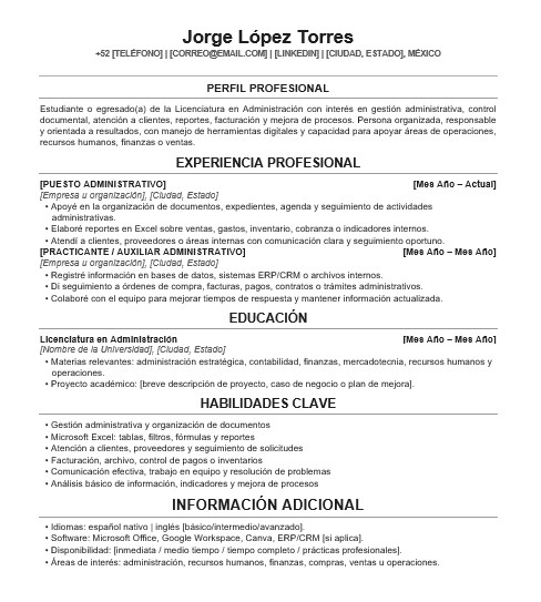 Plantilla CV una columna