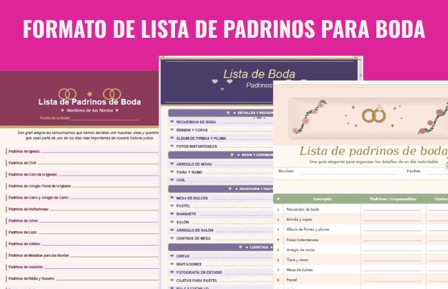 formato de lista de padrinos para boda