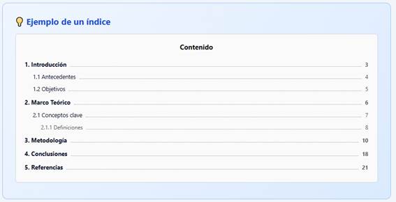 como poner indice en word