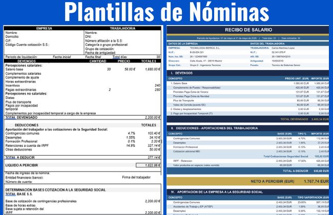plantilla de nómina