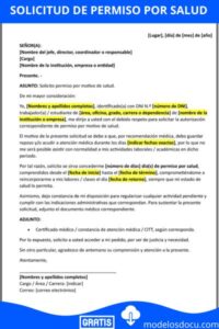 Modelo de Solicitud de Permiso por Salud: Formato Word Editable