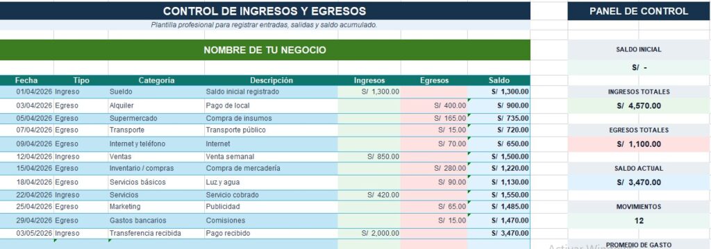 plantilla gastos e ingresos